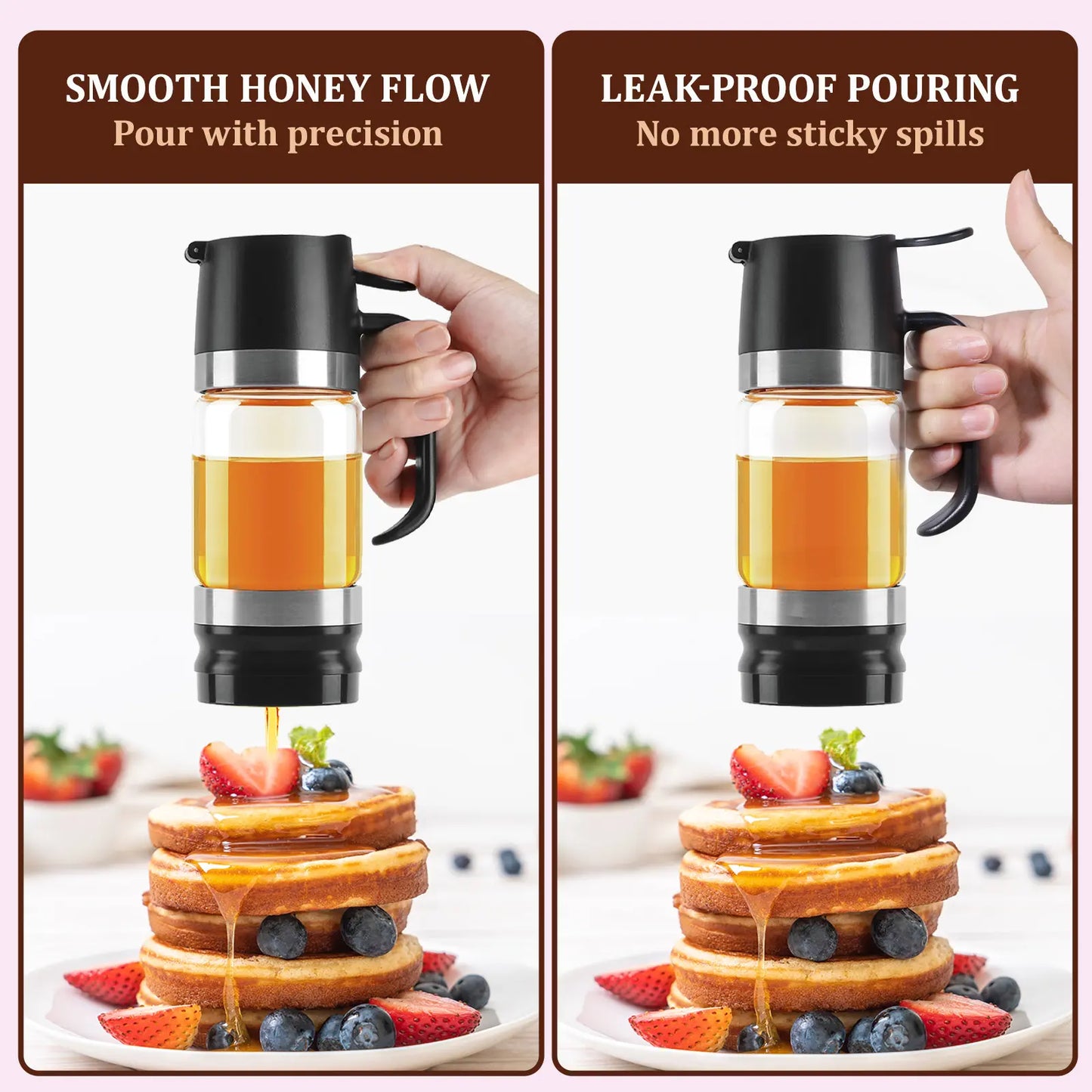 No-Drip Glass Honey Dispenser with Trigger Handle