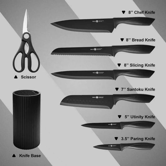 8-Piece Kitchen Knife Set – Stainless Steel Knives with Knife Block