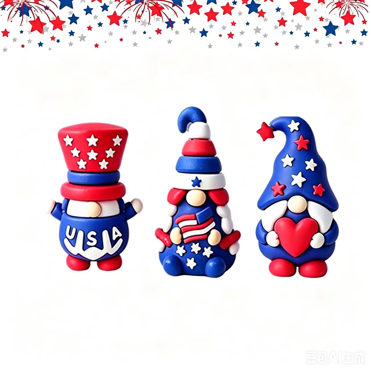 Patriotic 4th of July Mini Gnomes Figurines: Independence Day Ornaments Gift