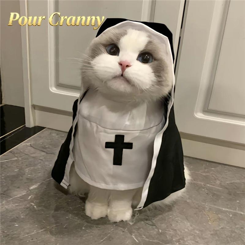 Unisex Upright Nun Costume for Small-Medium Dogs & Cats – Humorous Pet Photo Prop