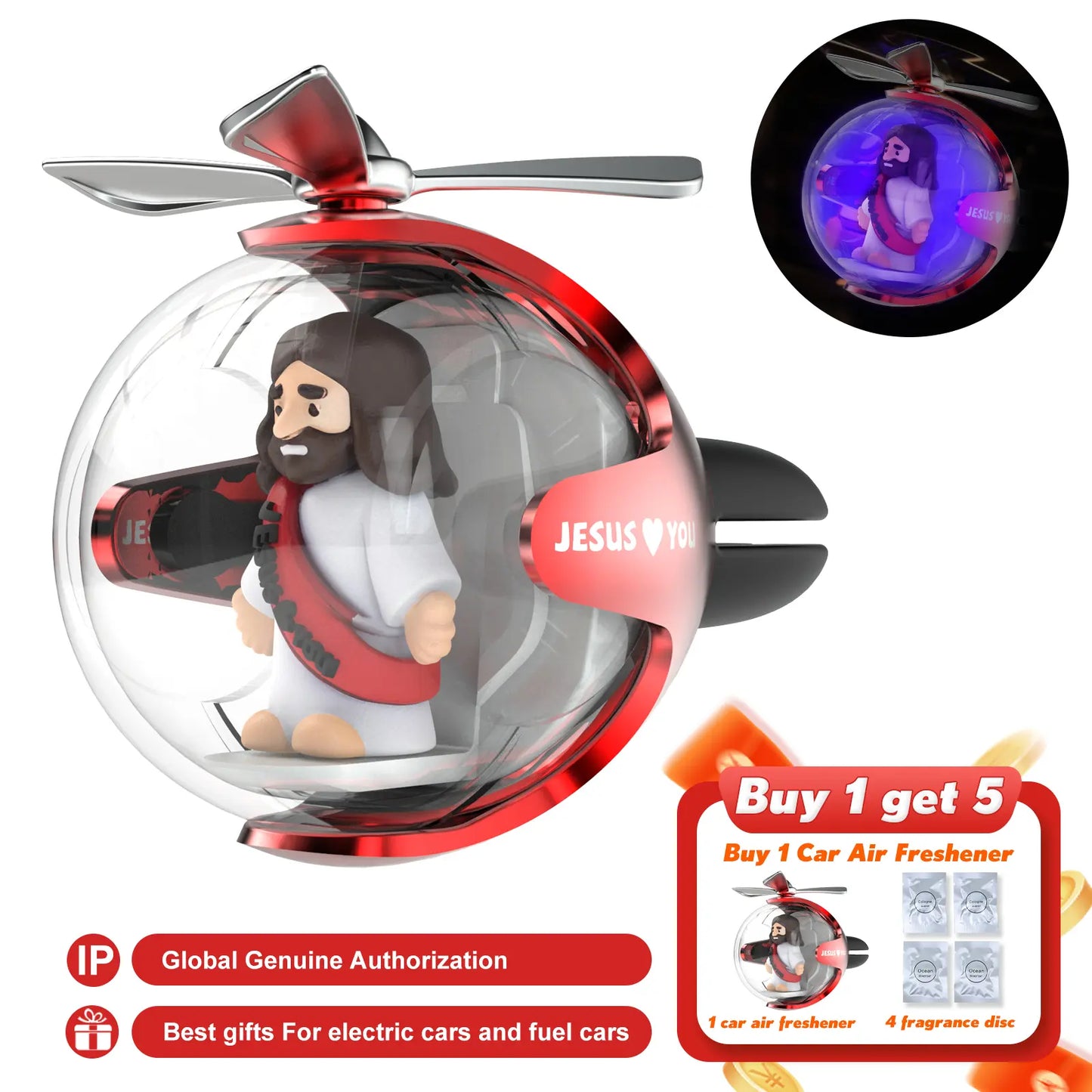 Jesus Loves You Car Air Freshener – Long-Lasting Christian Car Diffuser with Fragrance Refill