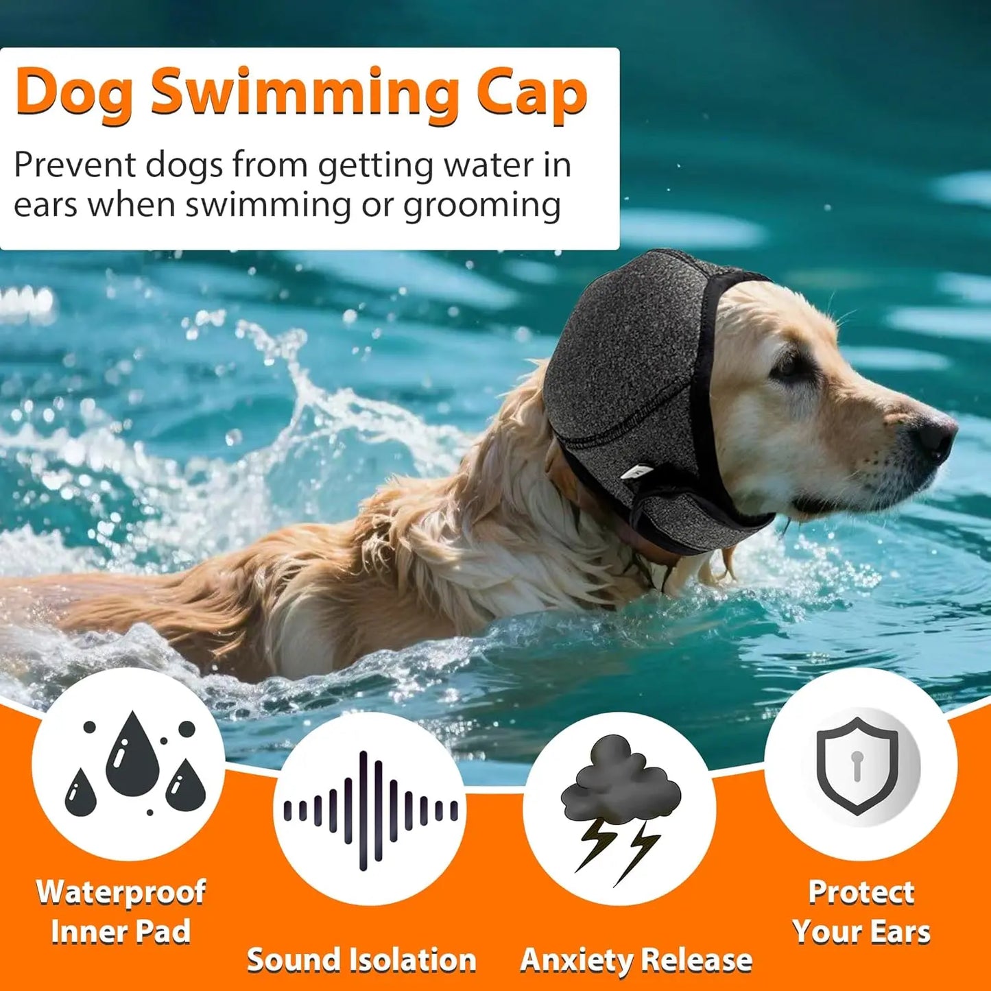 Dog Calming Ear Wrap for Bathing Grooming Fireworks and Anxiety Relief