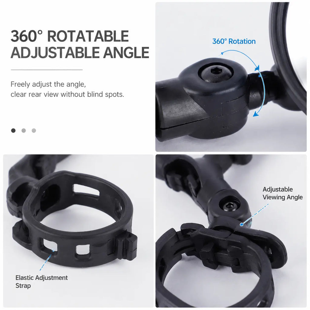 Adjustable Convex Bicycle Rearview Mirror – Shatterproof Clear Handlebar Mirror (1.5-3cm)