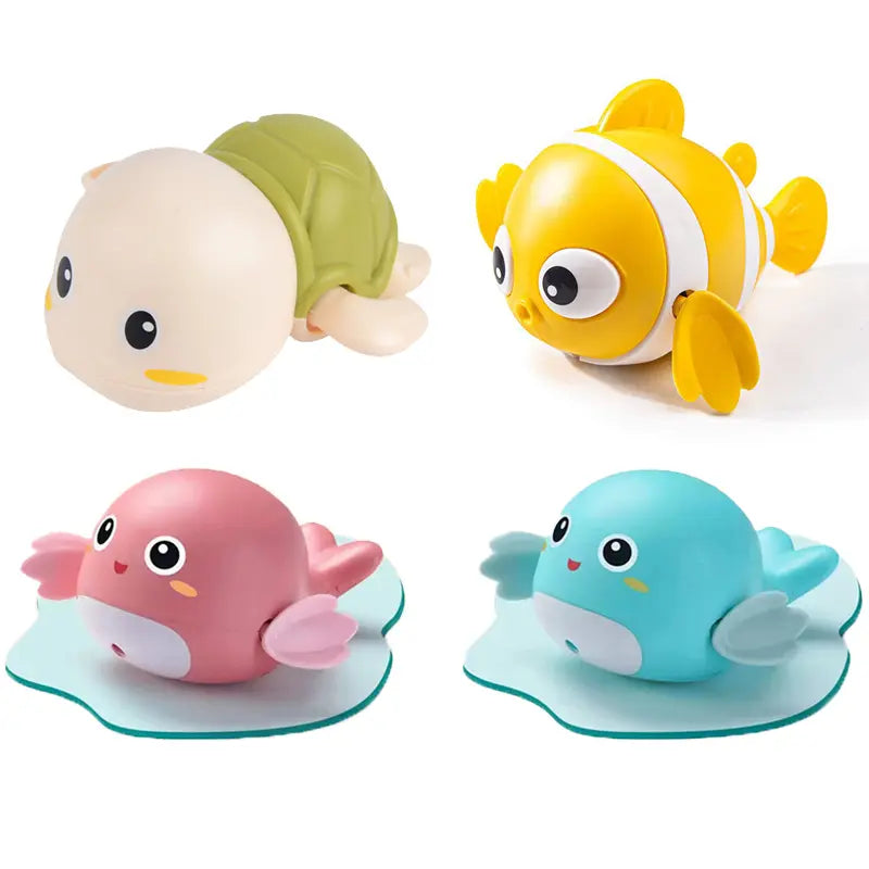 2 Pack Swimming Baby Bath Toys, Water Pool Floating Wind Up Toys Assorted Animal Model Set