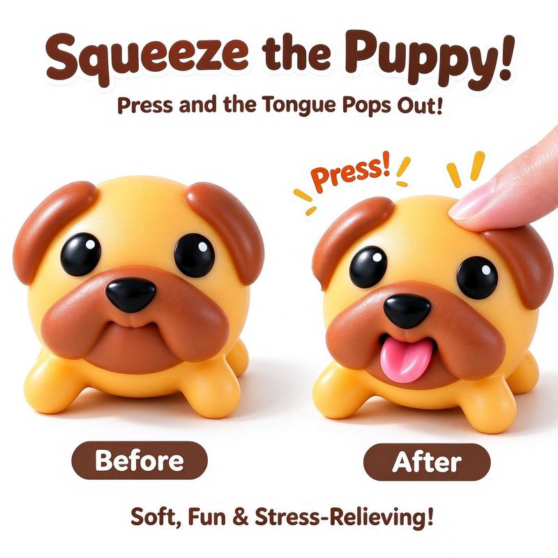 Funny Tongue Popping Pug Fidget Toy – Soft Silicone Stress Relief Desk Gadget