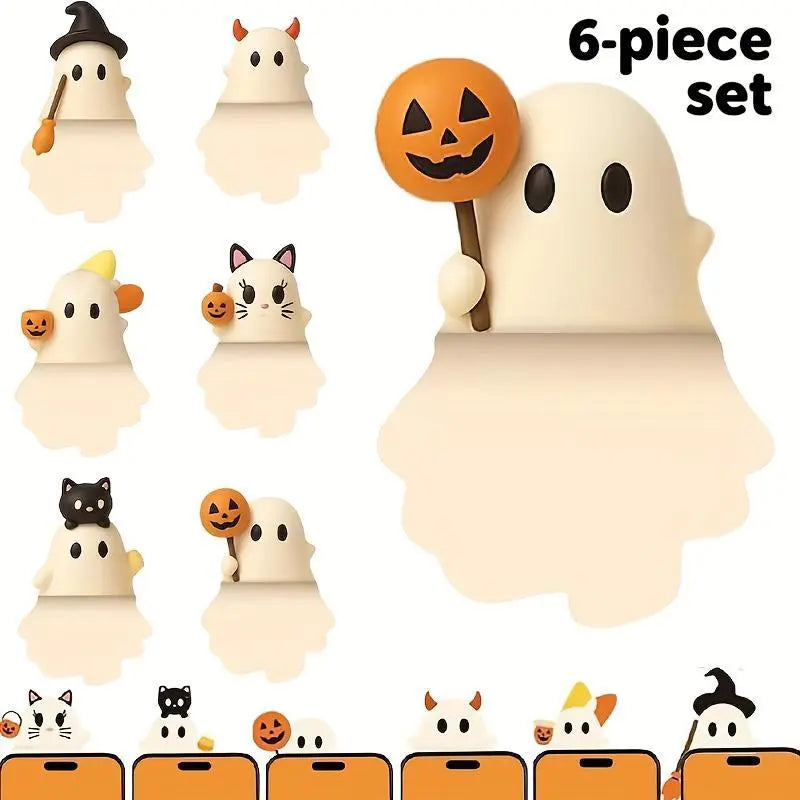 6-Piece Halloween Ghost Phone Buddy Sticker Set