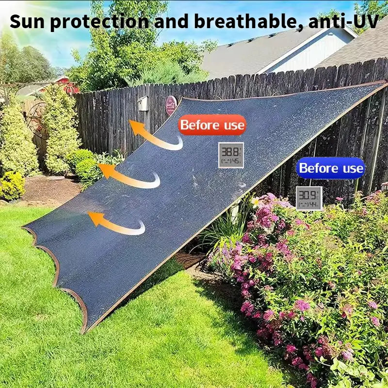 90% Blackout Cloth (Black) - 10 x 13ft UV-Resistant Shade Net with Reinforced Rivets, Suitable for Outdoor Adventures / Camping / Garden / Patio / Greenhouse.Mesh Shade Cloth