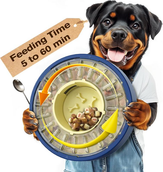 Spinning Dog Puzzle Feeder - Slows Eating to 5-60 Minutes