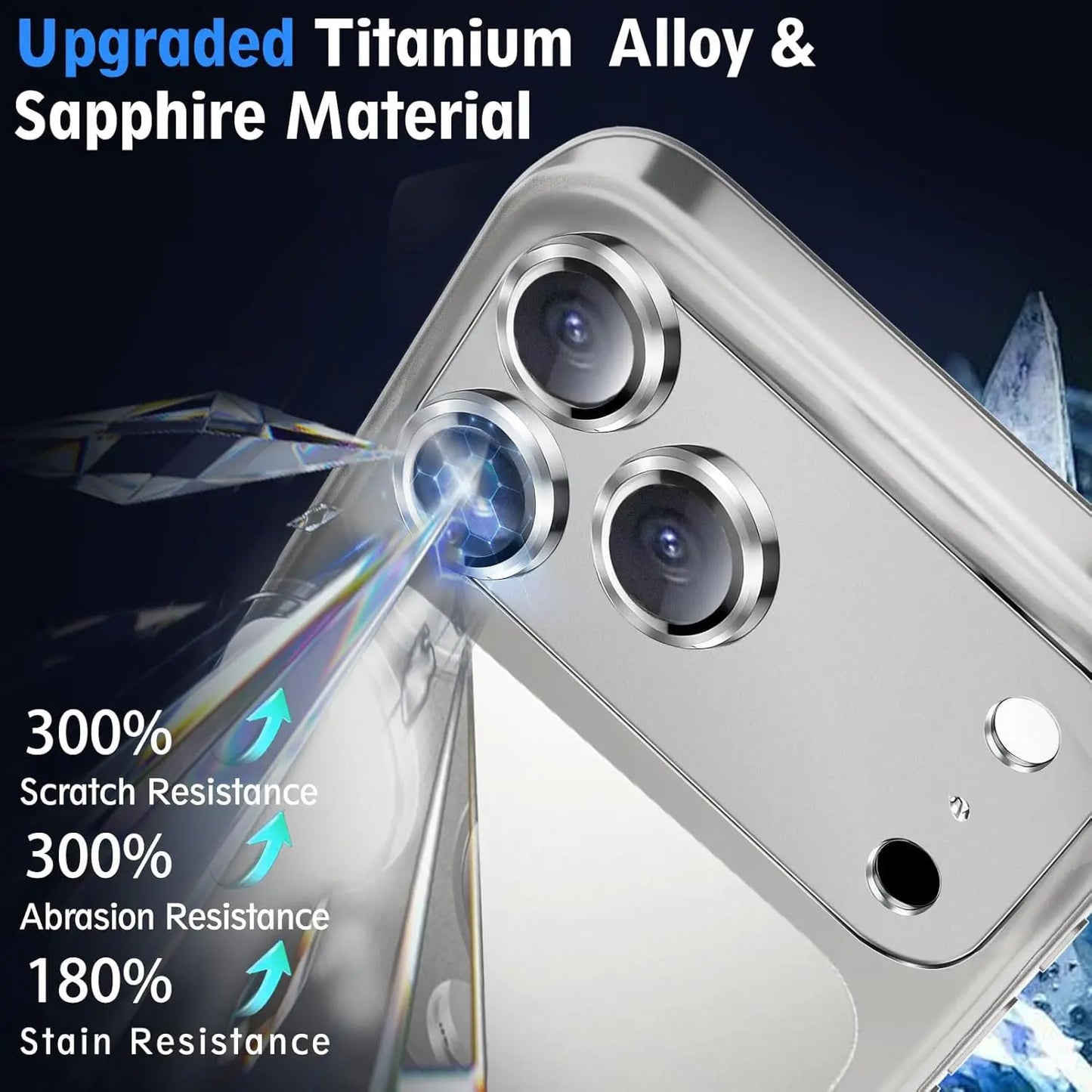 2 Pack iPhone 17 Pro Max Camera Lens Protector – Metal Aluminum Tempered Glass, Military Grade, Case Friendly, Silver