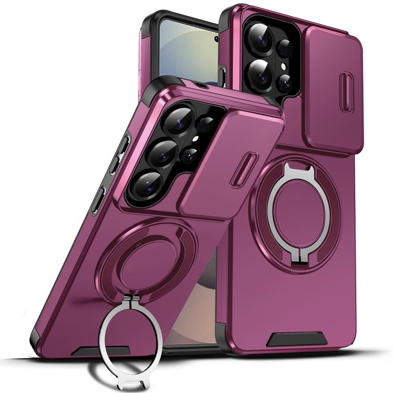 MagSafe Magnetic Ring Slide Camera Lens Shield Shockproof Case for Samsung Galaxy S26 Ultra