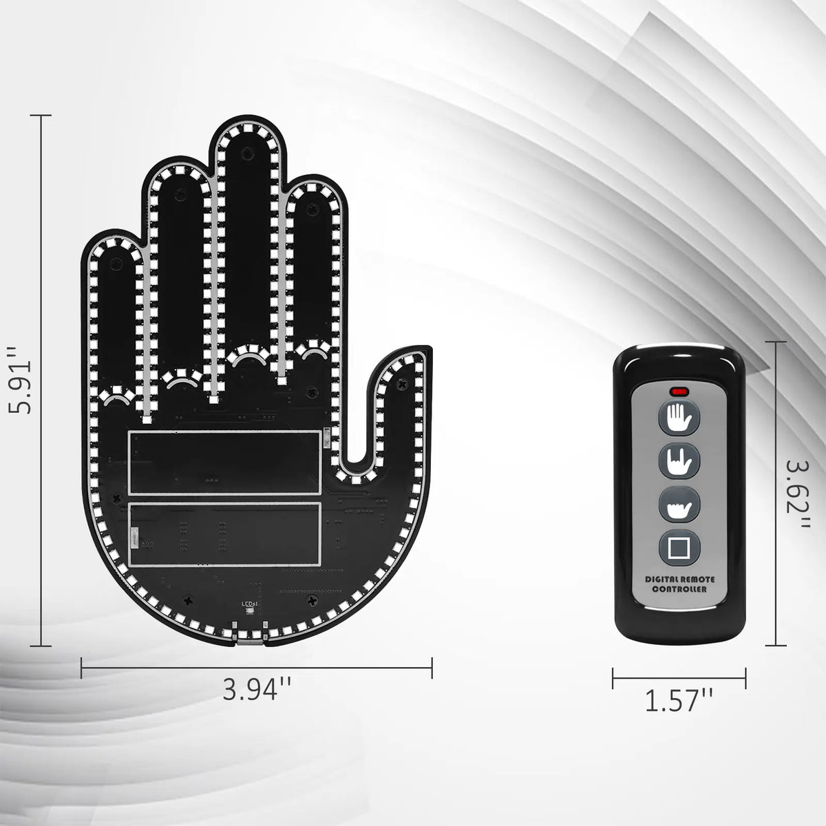 DIBMS Remote Control LED Car Gesture Light – Rechargeable Finger Hand Sign for Rear Window