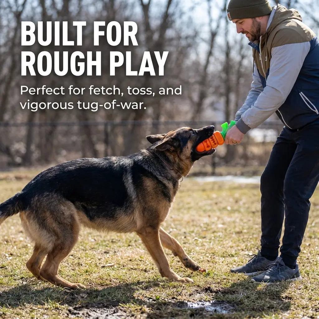 Carrot Dog Chew Toy – Durable Interactive Dental Toy for Aggressive Chewers, Teeth Cleaning & Mental Stimulation