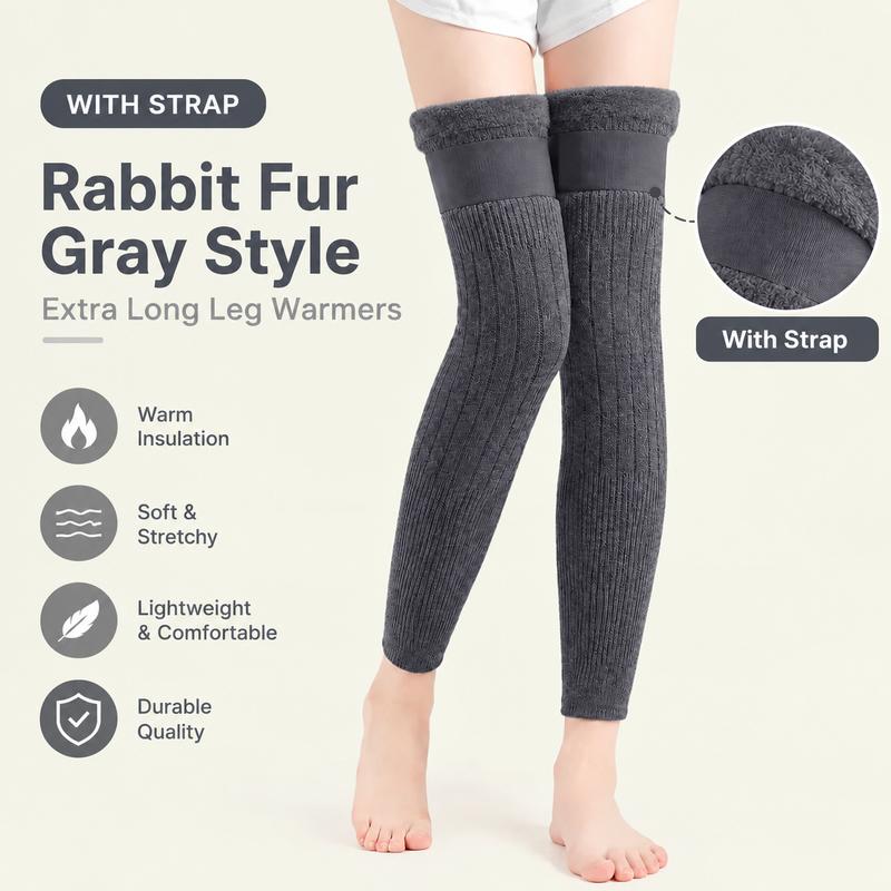 Thick Wool-Lined Thermal Long Knee Compression Sleeves – Non-Slip Winter Joint Support