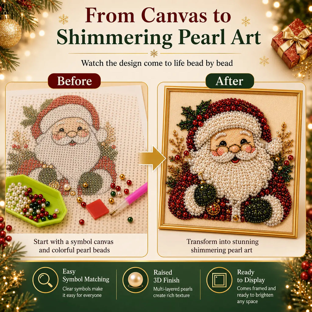 Pintura de diamante con perlas y cuentas 3D para Navidad – Guirnalda navideña de pared DIY para medias