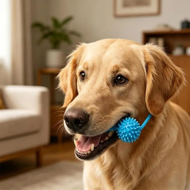 Adjustable Neck Strap Dog Tooth Cleaning Chew Stick – Bite-Resistant Rubber Pet Oral Care Toy