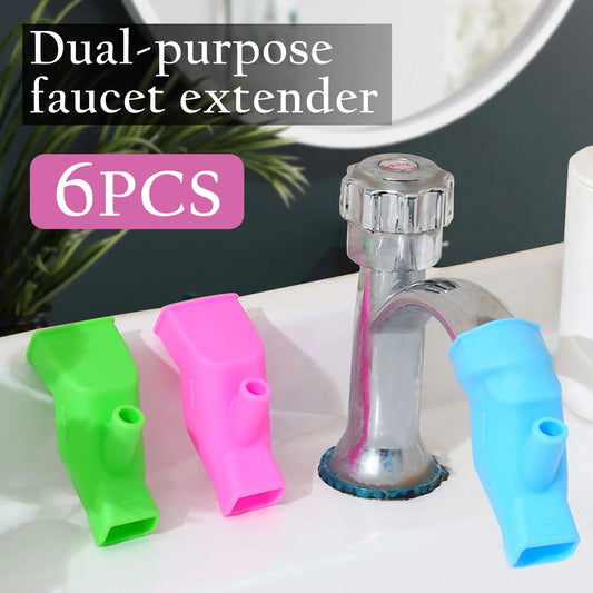 6-Pack Soft Silicone Faucet Extender – Kids' Sink Spout Extension for Kitchen & Bathroom
