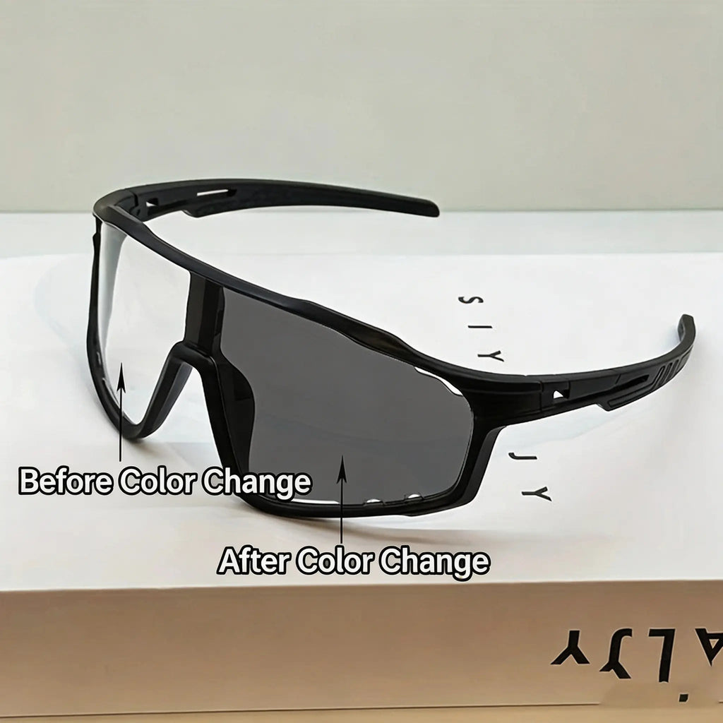 New Arrival: Photochromic UV-Protective Sports Sunglasses - Windproof & Sand-Resistant Cycling & Hiking Eyewear