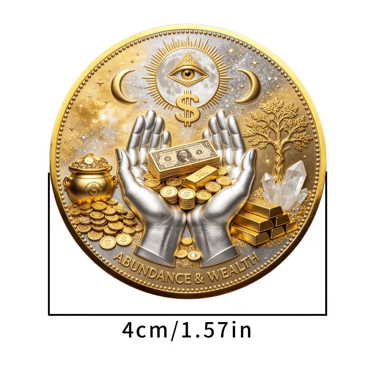3D Wealth Prosperity Coin, All-Seeing Eye Collectible, Luck Charm, Portable Fortune, Ornaments