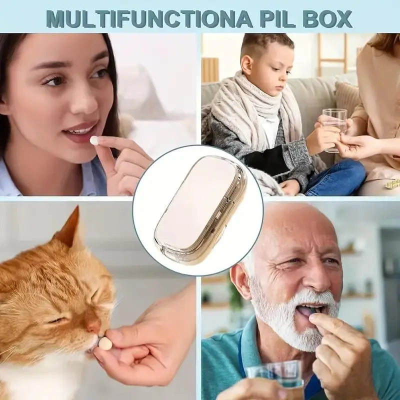 3-in-1 Compact Splitter Pill Dispenser – Portable ABS-PC Healthcare Case for All Tablet Sizes