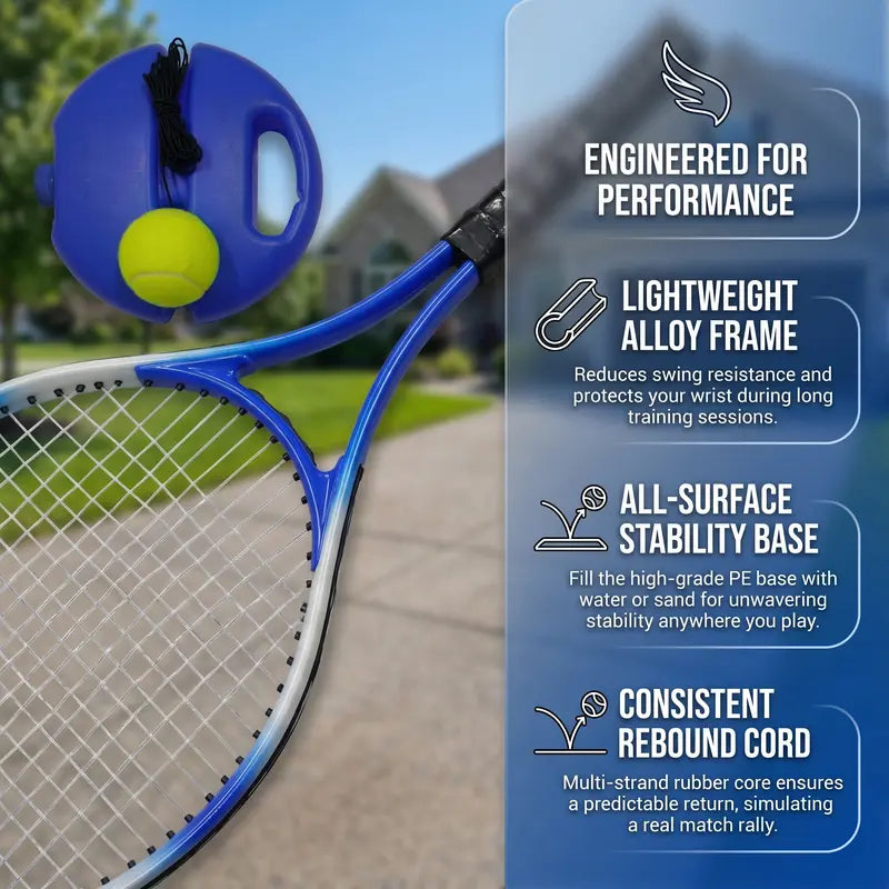 Solo Tennis Trainer Rebound Set – Portable Self-Practice Racket & Balls Equipment