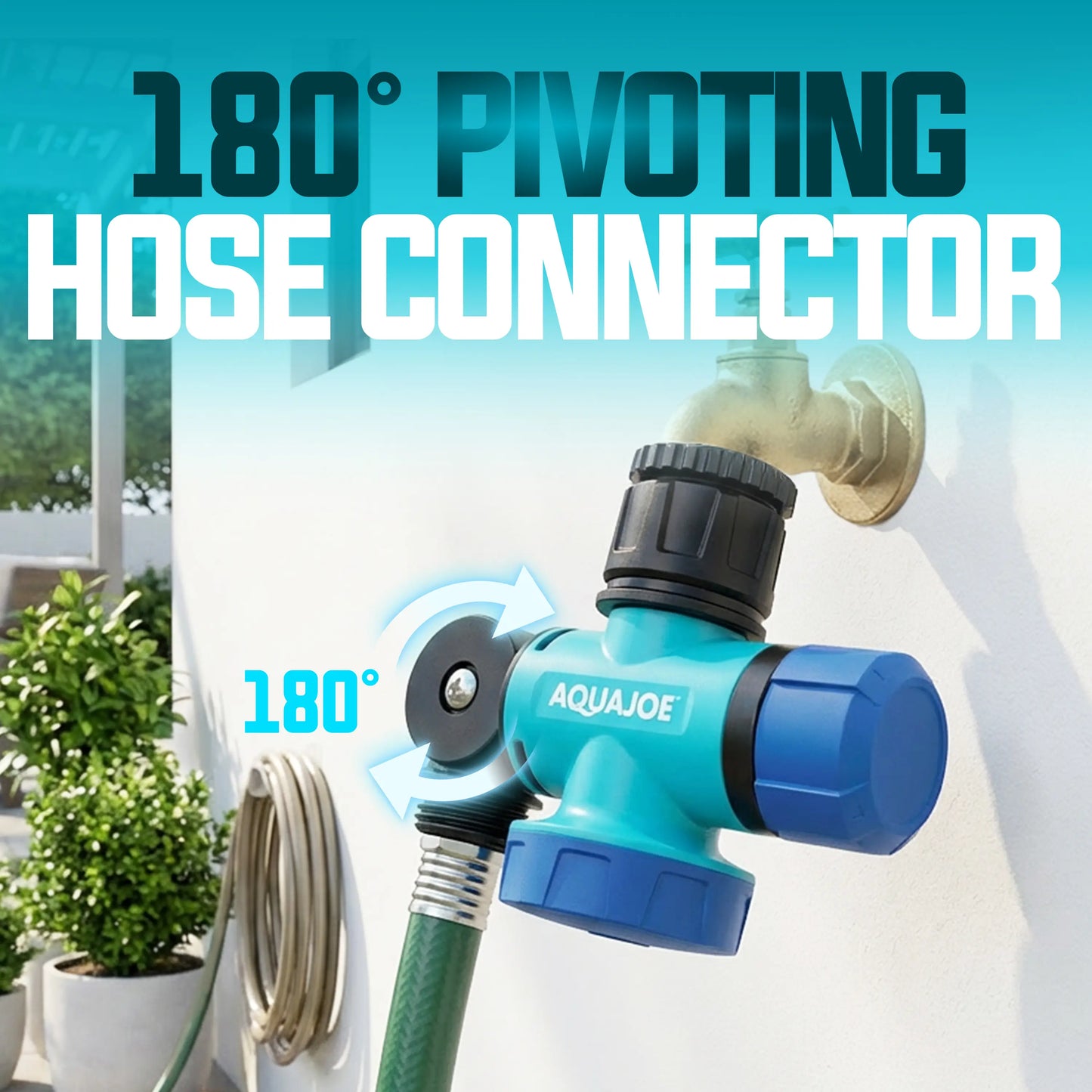 AQUA JOE Multi-Function Outdoor Faucet and Garden Hose Tap Connector