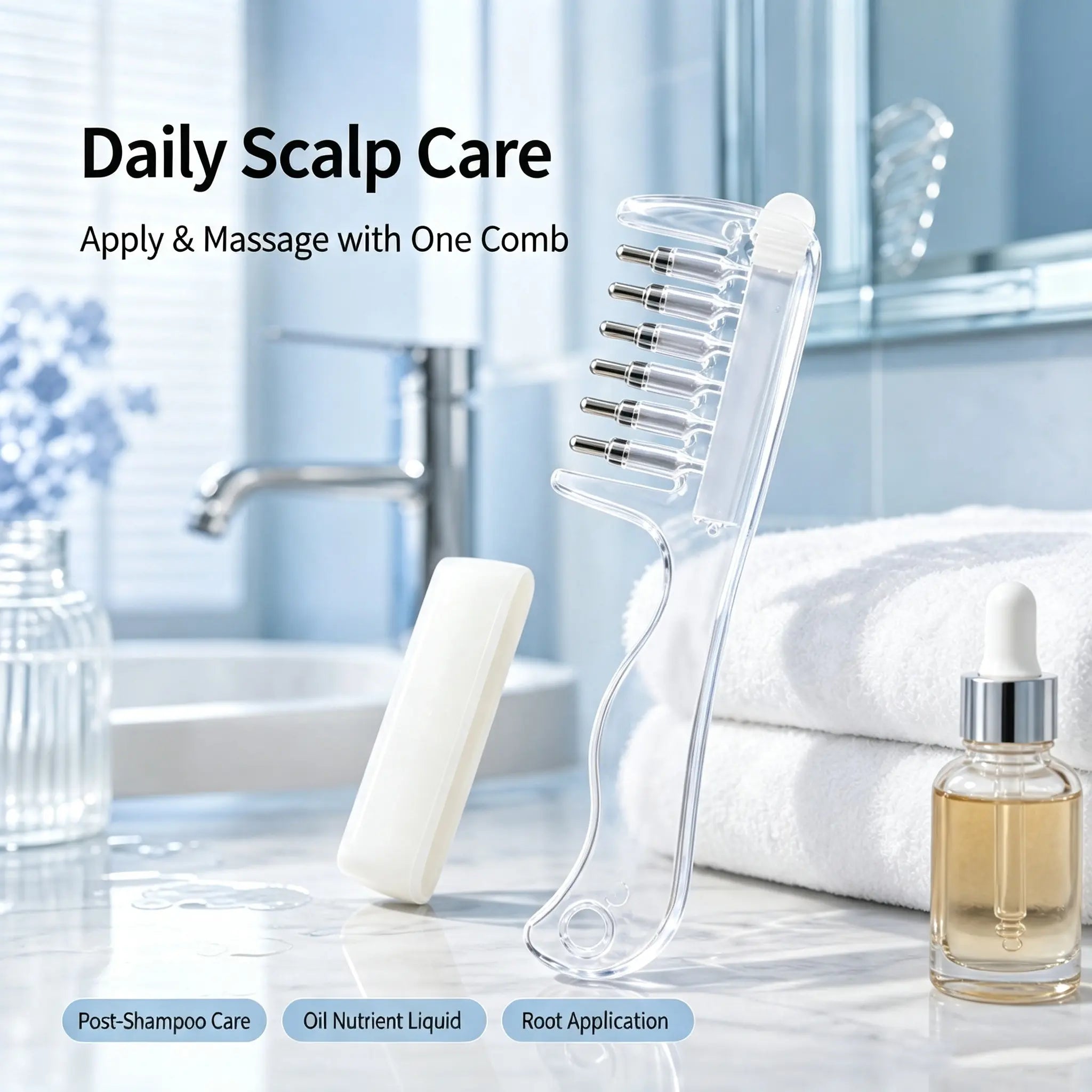 Scalp Liquid Applicator Comb – Refillable Hair Root Oil Massager for Hair Treatment