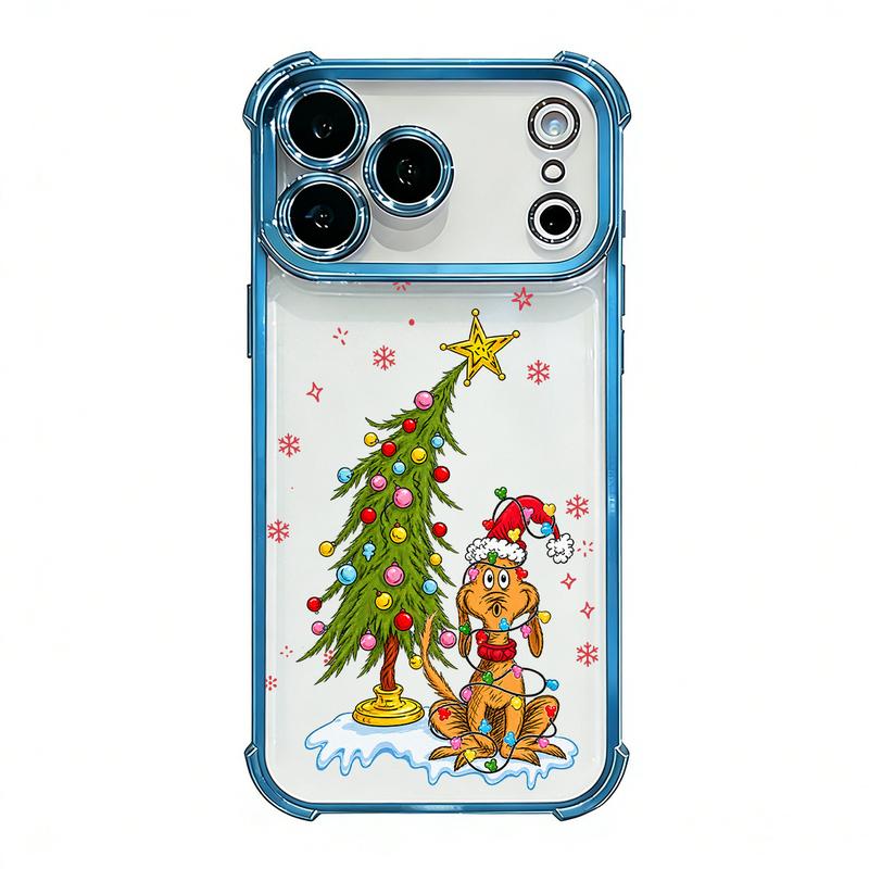 Funny Christmas Puppy Tree Lights Clear TPU Case for iPhone