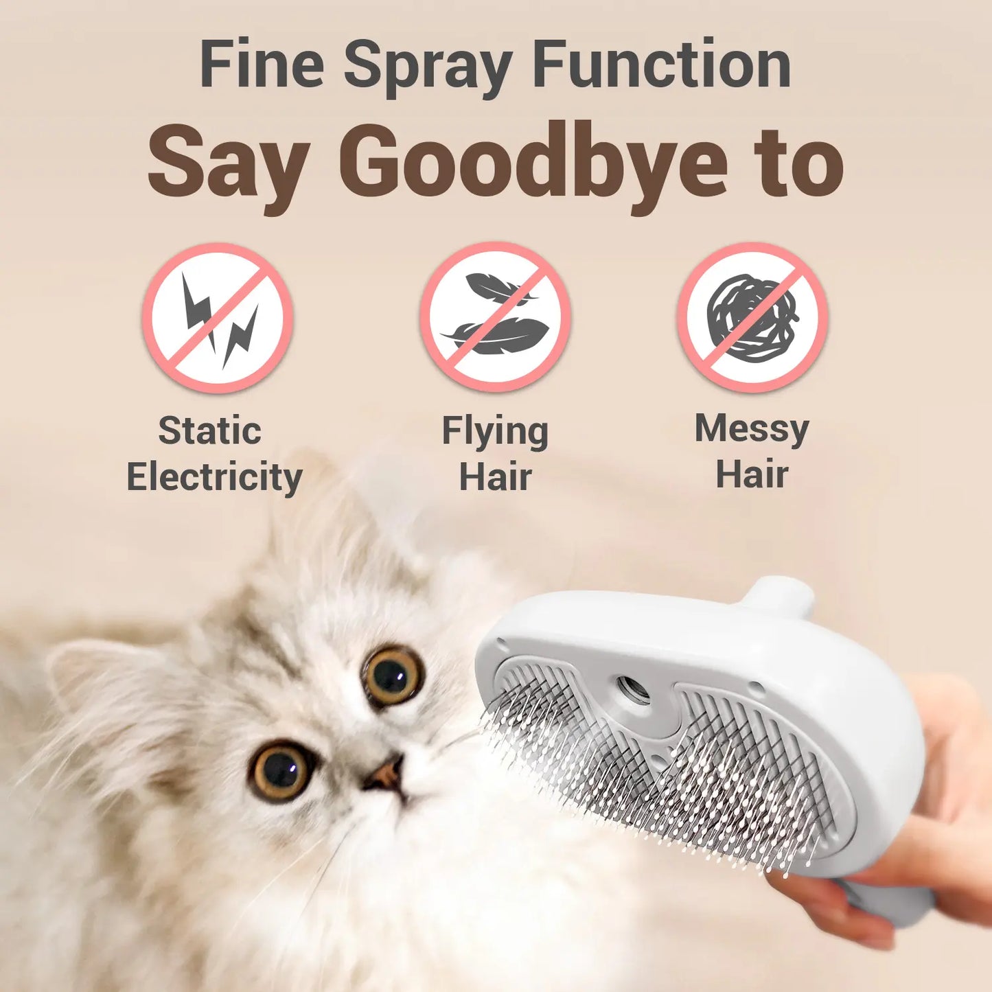 3-in-1 Steam Pet Brush | Self-Cleaning Deshedding & Massage Tool for Cats & Dogs