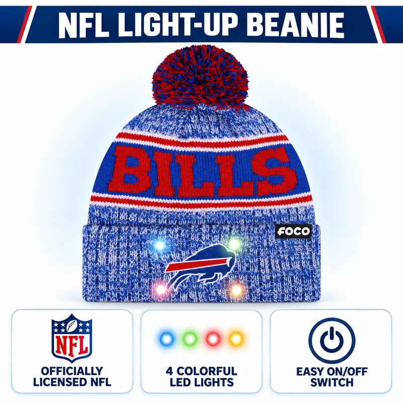 NFL Officially Licensed Team Color Warm Light up Pom Beanie