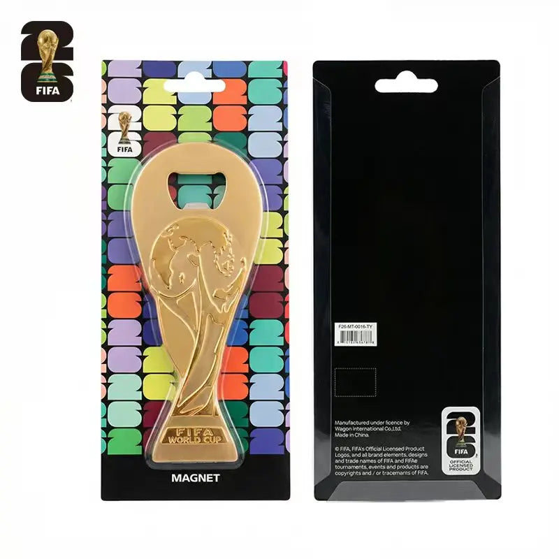 Official FIFA World Cup 2026 Magnetic Trophy Bottle Opener & Fridge Magnet (2-in-1) Soccer Aluminum Alloy