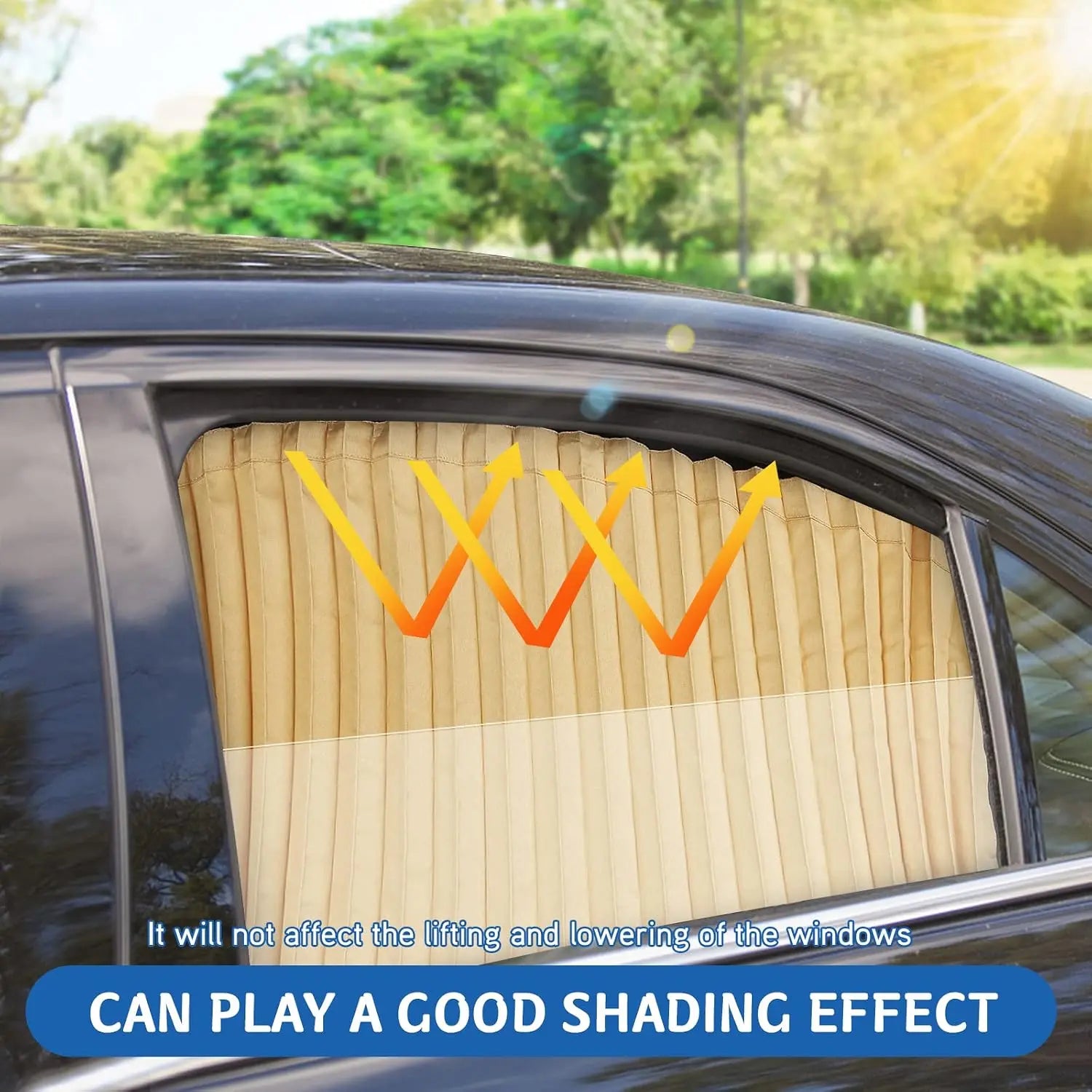 4-Piece Beige Magnetic Car Side Window Sun Shades – UV Protection & Privacy Curtains
