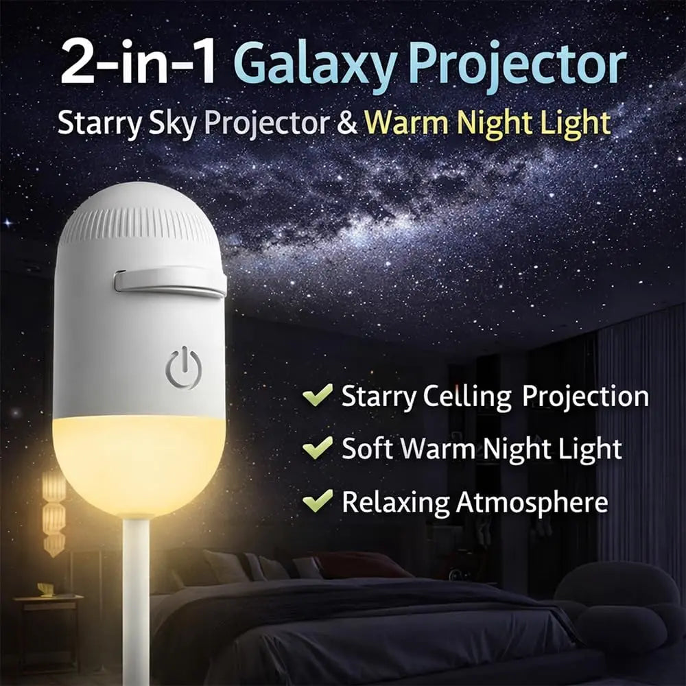2-in-1 USB Galaxy Starry Sky Projector – Dual-Mode Night Light & Star Projector Light
