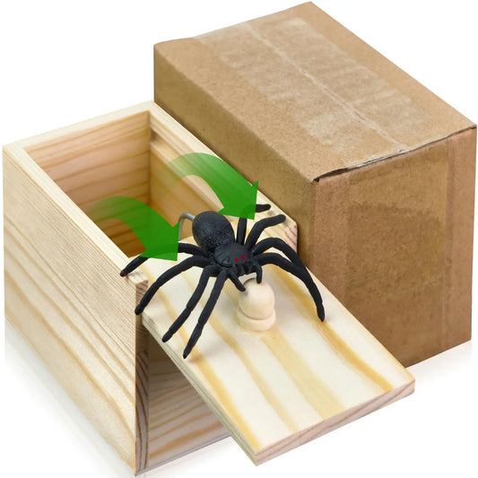 Wooden Spider Prank Box - Funny Gag Toy & Surprise Gift