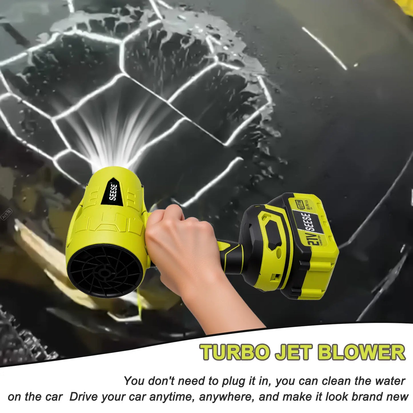 Cordless Turbo Jet Blower–High-Power Rechargeable Air Duster for Car Drying, Leaf Blowing, Dust Cleaning & Outdoor Use