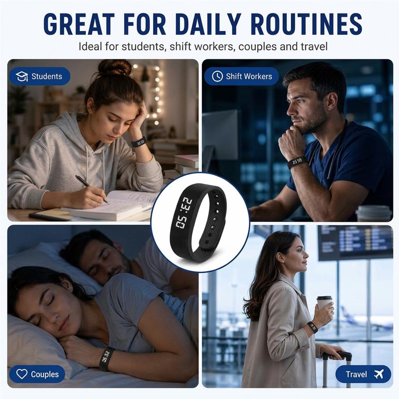 Waterproof Fitness Tracker Band with Step Counter & Silent Alarm – Built-in USB Charging