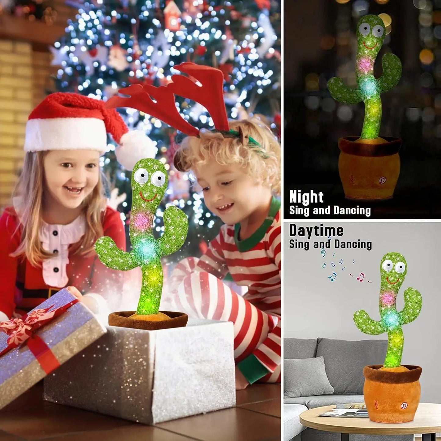EMOIN Talking Cactus Toy, Interactive Toys Dancing Cactus Toy Mimicking Repeating What You Say, Toddler Infant Baby Toys Gifts for 6 7 8 9 10 Month Old Baby LED Musical Toy