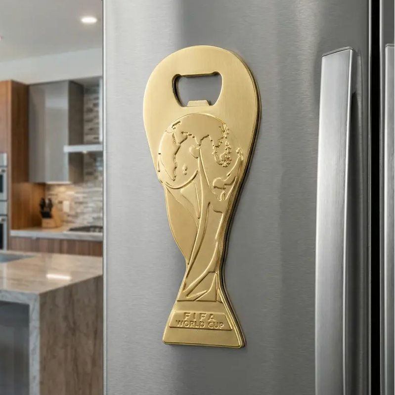 Official FIFA World Cup 2026 Magnetic Trophy Bottle Opener & Fridge Magnet (2-in-1) Soccer Aluminum Alloy