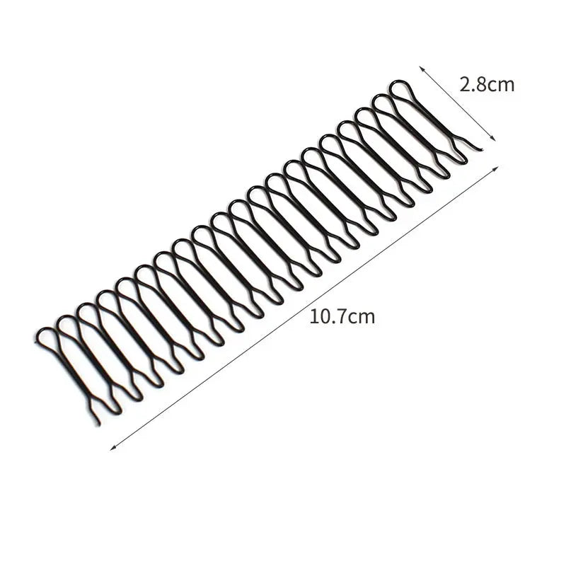 U Shape Hair Finishing Fixer Comb, 3 Pieces Bobby Bangs Holder Styling Tool Stretchable Hair Pin U Shape Wavy Comb Clips Spring Headband Circle Styling Black Pins Bun Hairpins for Women Girl