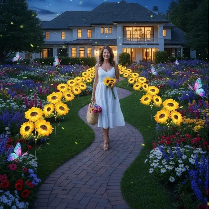 VITYAZI 2/4/8pcs Solar LED Sunflower Garden Lights Realistic Night Glow for Yard Lawn Patio Porch Decoration Waterproof IP65 Energy Efficient Outdoor Lighting Durable Plastic Flowers Upgraded Solar Panels VITYAZI