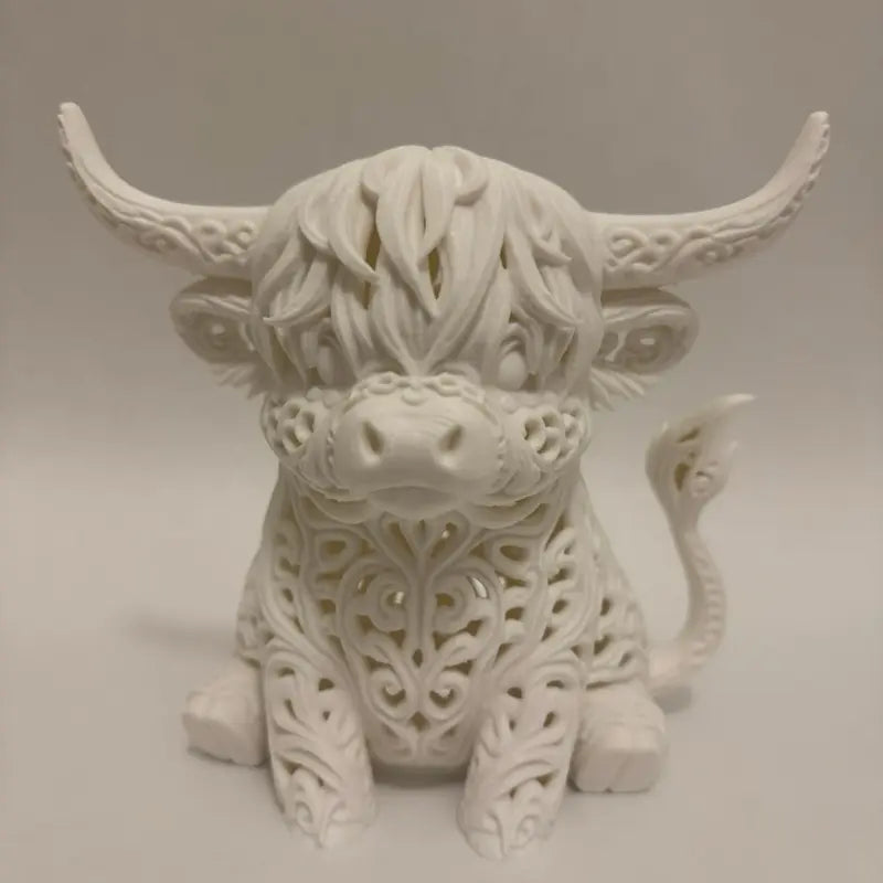 Highland Cow Tea Light Holder – 3D-Printed Filigree Hollow Candle Lantern