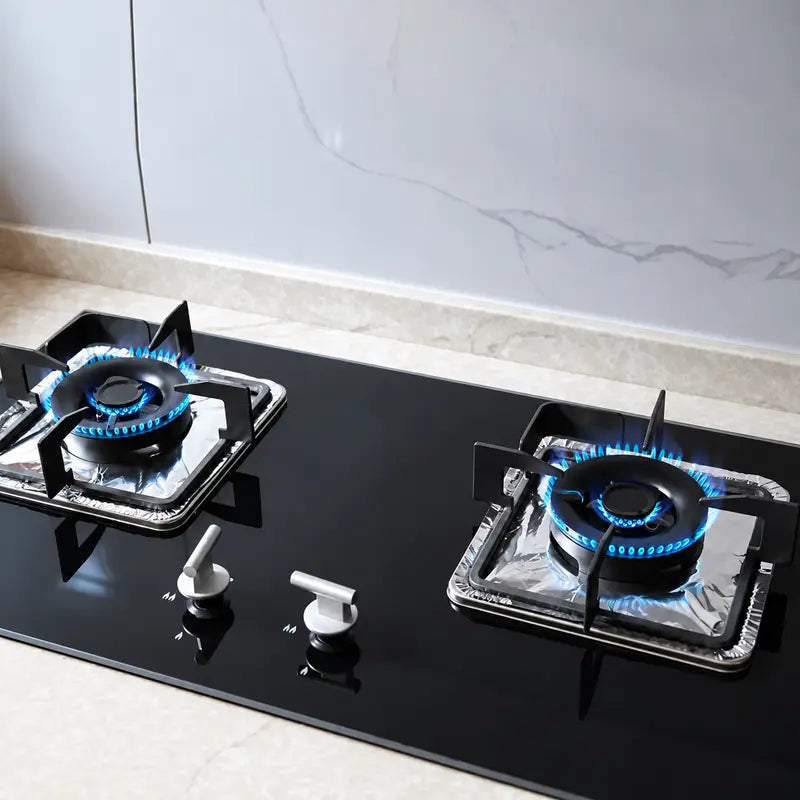10-Piece Disposable Aluminum Foil Gas Stove Burner Cover – Heat-Resistant Protector Pad