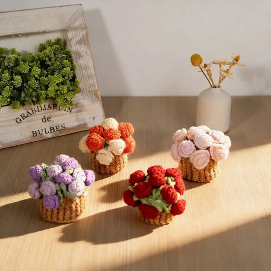 2-in-1 Crochet Flower Coaster Bouquet