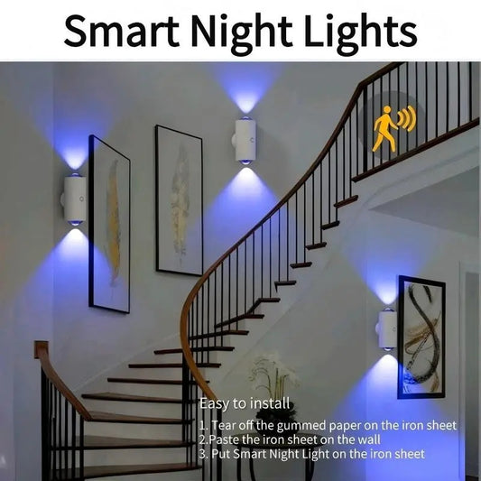 4/2/1-Pack Smart Motion Sensor Night Lights - RGB Color Lights with 2 Modes! 1500mAh USB Charging & Magnetic Step Lights for Stairs, Hallway, Wardrobe - Dimmable Mood Bedside Lighting | Holiday Gifts for Family, Couples, Kids(Christmas, Valentine's Day)