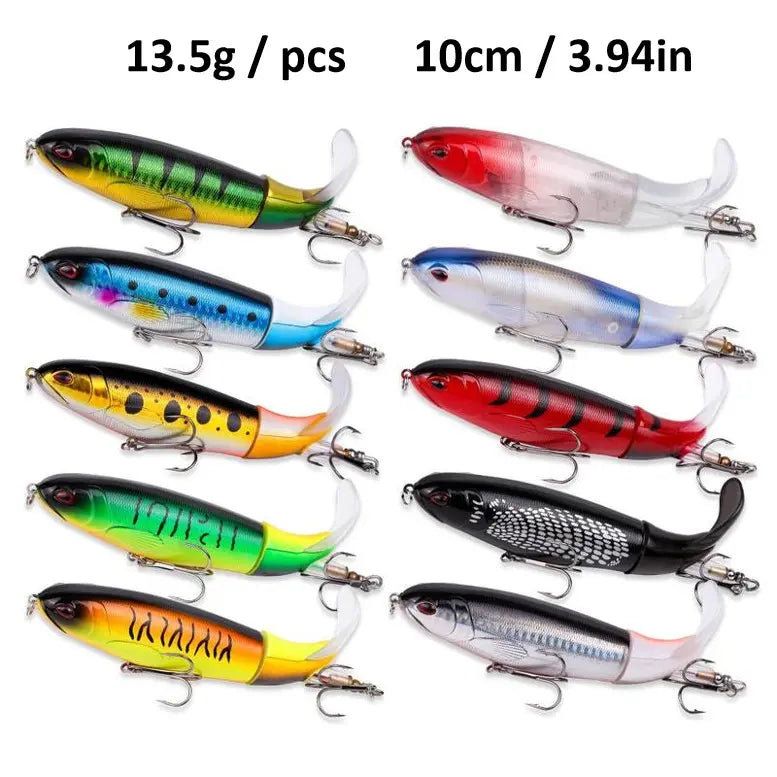 5/10pcs Artificial Fishing Lure, 13.5g Simulation Fishing Lure with Hook, Fishing Accessories for Outdoor Fishing Equipment, 10cm Whopper Plopper, Swimbaits, Fishing Lure Bait