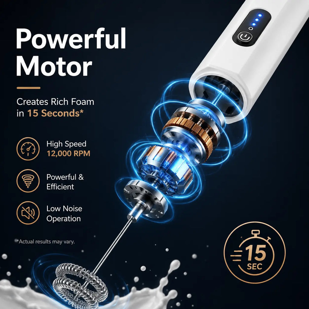 Espumador de Leche Eléctrico Portátil – Fabricante de Espuma de Acero Inoxidable Recargable por USB-C
