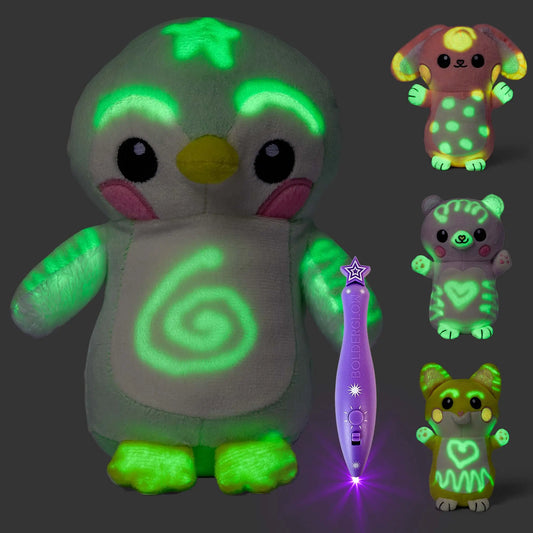 Small Magical Mini Plushes 100% Glow-in-the-Dark With Bolderglow Light Pen Included Mess-Free Fun for Kids Ages 3+