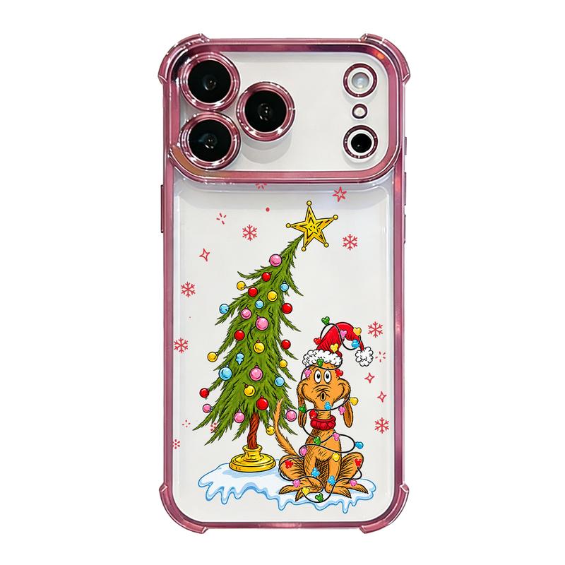 Funny Christmas Puppy Tree Lights Clear TPU Case for iPhone