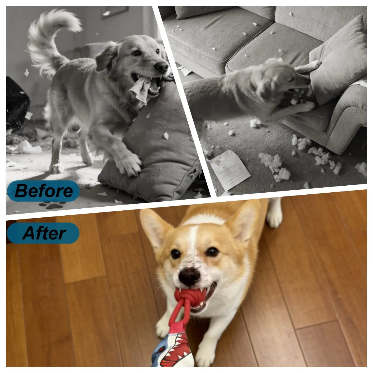 Interactive Squeaky Dog Rope Tug Toy Teeth Cleaning Play Toy for Small Medium Dogs Indoor Outdoor Use