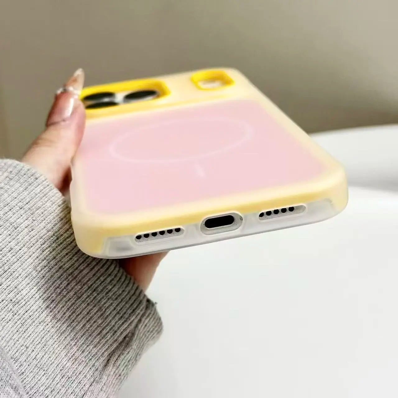 Color-Block Matte Translucent Magnetic Shockproof Case for iPhone 17-11 Series