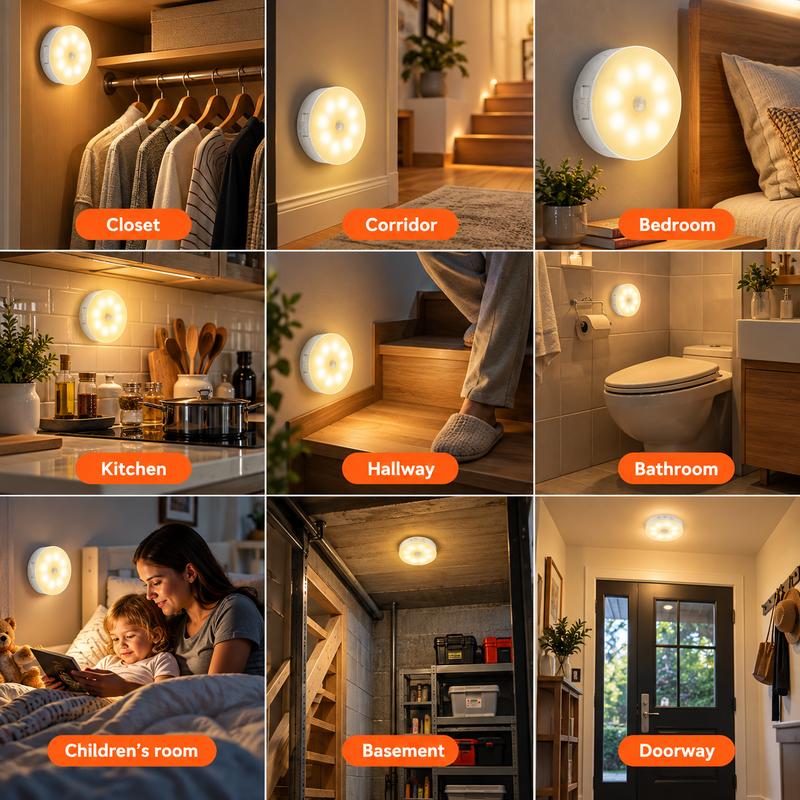 USB Rechargeable Motion Sensor Magnetic Night Light for Kitchen & Closet
